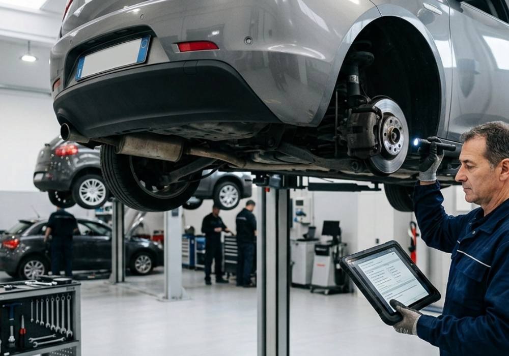 controllo tecnico auto usata in officina prima della vendita a Vicenza